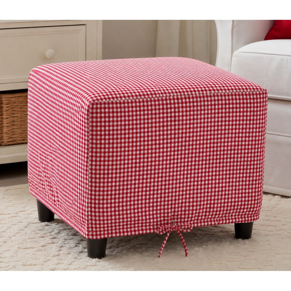 Pottery Barn Kids Red Gingham Ottoman Slipcover Extra Large Cotton Checkered